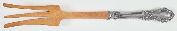 Georgian Shell (Sterling, 1948) Salad Serving Fork with Wooden Prongs