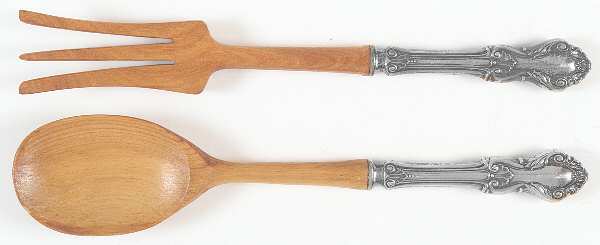 Georgian Shell (Sterling, 1948) Wooden Bowl 2-Piece Salad Set