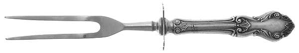 Georgian Shell (Sterling, 1948) Small Steak Carving Fork with Stainless Prongs