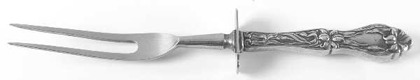 Lily-Floral (Sterling, 1910) Large Stainless-Prong Roast Carving Fork
