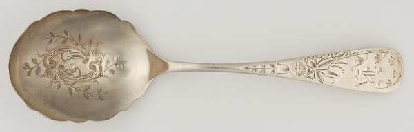 Lily-Engraved (Sterling, 1885) Small Brtcut Berry/Casserole Spoon