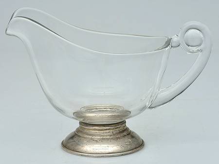 Sterling Hollowware Crystal Sauce Boat W/Sterling Base