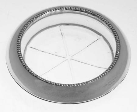 Sterling Hollowware Crystal Coaster with Sterling Rim