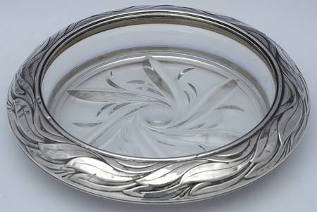 Sterling Hollowware Crystal Wine Coaster with Sterling Lip