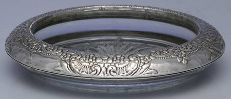 Sterling Hollowware Crystal Wine Coaster with Sterling Lip