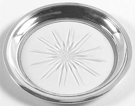 Sterling Hollowware Crystal Wine Coaster with Sterling Lip