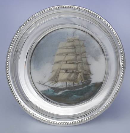 Sterling Hollowware China Coaster with Sterling Rim