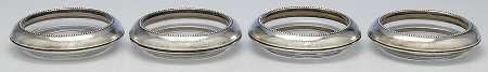 Sterling Hollowware Crystal Coaster with Sterling Rim - Set of 4