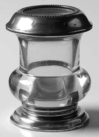 Sterling Hollowware Crystal Toothpick Holder W/Sterling Rim & Base