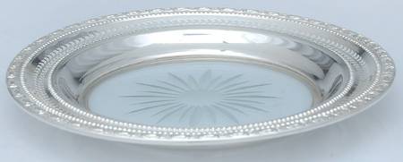 Sterling Hollowware Crystal Lemon Dish with Sterling Rim