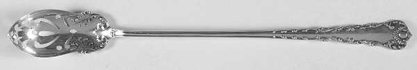 Neapolitan-Kings Court (Sterling, 1895, No Monos) Pierced Bowl Long Handle Olive Spoon