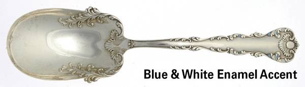 Neapolitan-Kings Court (Sterling, 1895, No Monos) Salad Serving Spoon Solid Enameled