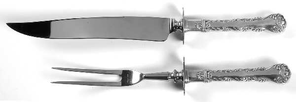 Neapolitan-Kings Court (Sterling, 1895, No Monos) Large 2-Piece Roast Carving Set w/Stainless Blade