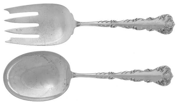 Neapolitan-Kings Court (Sterling, 1895, No Monos) Solid Oversized Serving Salad Set