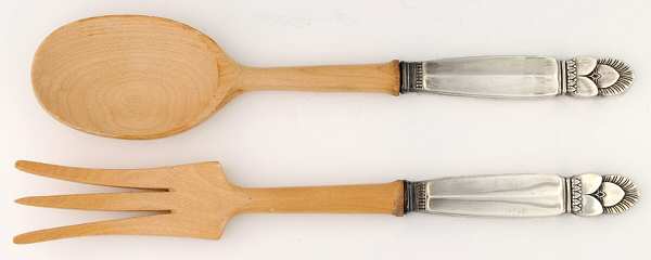 Princess Ingrid (Sterling) Wooden Bowl 2-Piece Salad Set