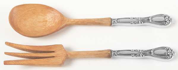 Victoria-Florence (Sterling, 1905) Wooden Bowl 2-Piece Salad Set