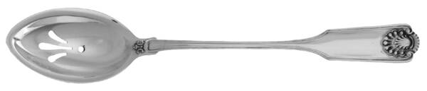 Fiddle Shell-Alden (Sterling, 1914, No Monos) Pierced Bowl Short Handle Olive Spoon