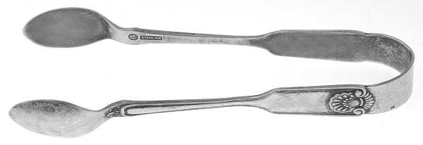 Fiddle Shell-Alden (Sterling, 1914, No Monos) Small Sugar Tongs