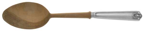 Fiddle Shell-Alden (Sterling, 1914, No Monos) Salad Serving Spoon with Wooden Bowl