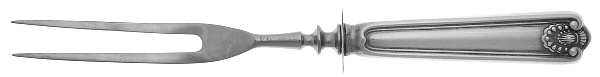 Fiddle Shell-Alden (Sterling, 1914, No Monos) Small Carving Fork W/Sterling Guard