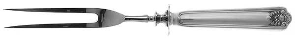 Fiddle Shell-Alden (Sterling, 1914, No Monos) Small Steak Carving Fork with Stainless Prongs