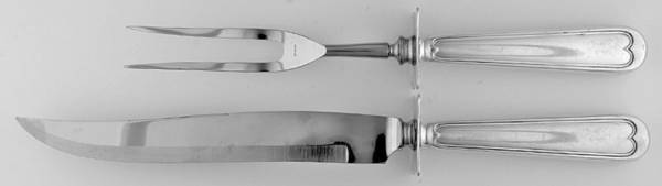 Fiddle Thread (Sterling, 1902, No Monos) Large 2-Piece Roast Carving Set w/ Stainless Blade