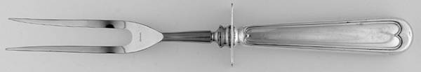 Fiddle Thread (Sterling, 1902, No Monos) Large Stainless-Prong Roast Carving Fork