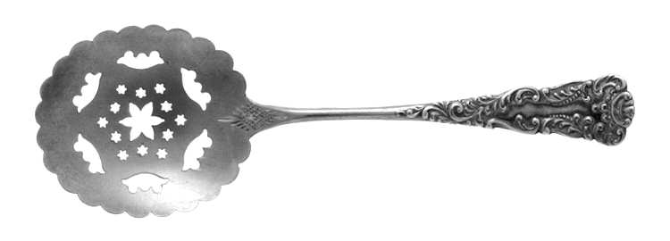 FES12 (Sterling) Solid Bon Bon Spoon with Pierced Bowl & Bright Cut