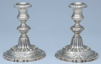 Victoria (Sterling, Hollowware) Pair of 7" Weighted Candlestick