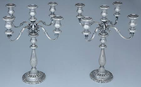 Victoria (Sterling, Hollowware) Pair of Weighted 5 Light Candelabra
