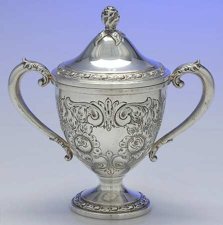Talisman Rose (Sterling, 1948, Handchased, Hollow) Sugar Bowl & Lid