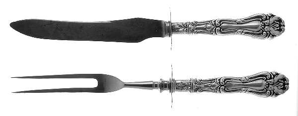 Champlain (Sterling, 1915) Large 2-Piece Roast Carving Set w/Stainless Blade
