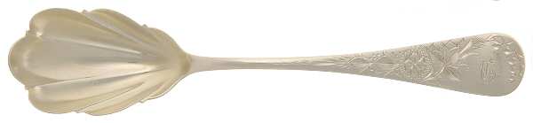 Lily-Engraved (Sterling, 1885) Sugar Shell Spoon