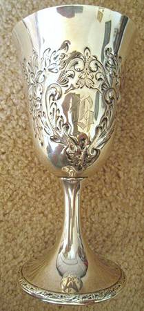Lily-Floral (Sterling, Hollowware, Floral Border) Water Goblet