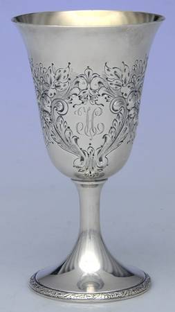 Lily-Floral (Sterling, Hollowware, Floral Border) Water Goblet