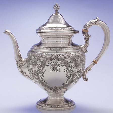 Lily-Floral (Sterling, Hollowware, Floral Border) Teapot