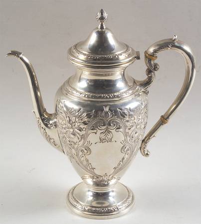Lily-Floral (Sterling, Hollowware, Floral Border) Coffee Pot
