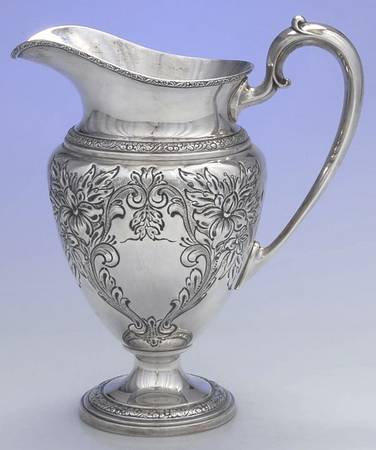Lily-Floral (Sterling, Hollowware, Floral Border) 68 Oz Water Pitcher
