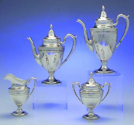 2321 (Sterling, Hollowware) 4 Piece Tea Set (SCP, STP, SCR, SSU)