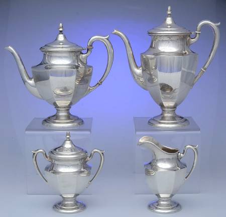 Colonial (Sterling, Hollowware) 4 Piece Tea Set (SCP, STP, SCR, SSU)