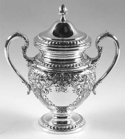 Lily-Floral (Sterling, Hollowware, Gadroon Border) Sugar Bowl & Lid