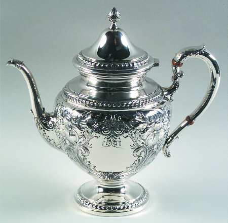 Lily-Floral (Sterling, Hollowware, Gadroon Border) Teapot
