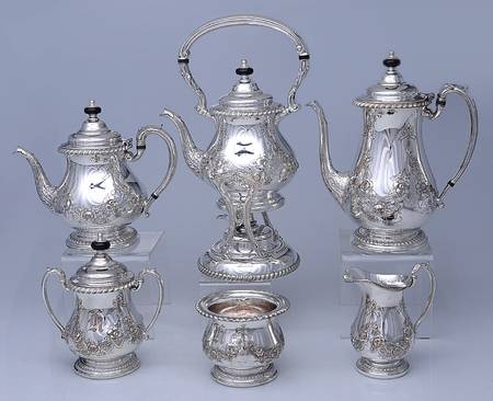 FDM3 (Silverplate, Hollowware) 6-Piece Plated Tea Set (Waste & Kettle)