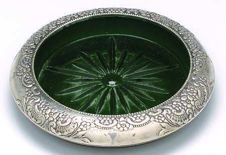 4 (Sterling, Hollowware) Crystal Wine Coaster with Sterling Lip