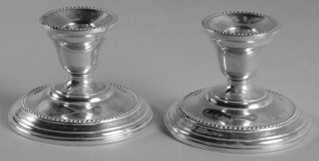 FTG1 (Sterling, Hollowware) Pair of Weighted Console Candleholders