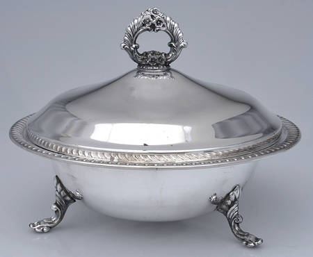 1200 (Silverplate, Hollowware) Plated Round Covered Casserole with Glass