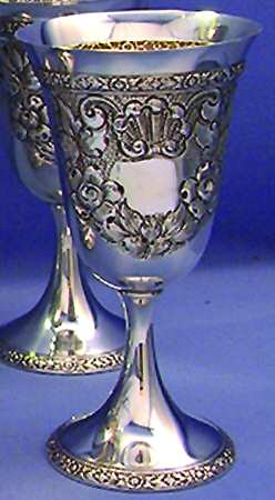 Rose Bouquet (Strl, Hlwr, Embossed Flowers&Scrolls) Water Goblet