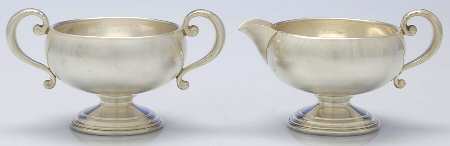 1785 (Sterling, Hollowware) Mini Sterling Creamer and Open Sugar
