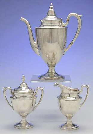 2321 (Sterling, Hollowware, Plain) 3-Piece Coffee Set with Coffee Pot