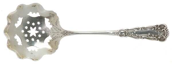 Fes11 (Sterling) Solid Bon Bon Spoon with Pierced Bowl & Bright Cut
